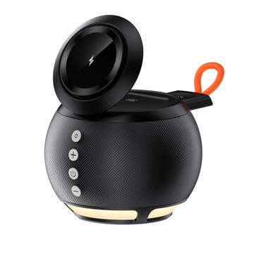 HT-571 5-in-1 Magnetic Wireless Charger with Bluetooth Speaker / Night Light - Black