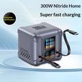 HW866 300W GaN Desktop Charging Station with LCD Display and 2 Retractable USB-C Cables