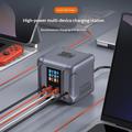 HW866 300W GaN Desktop Charging Station with LCD Display and 2 Retractable USB-C Cables