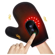 Hand Massager Glove with Red Light & Heat - 24 LED Beads, 3 Vibration Modes & LCD Controller