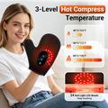 Hand Massager Glove with Red Light & Heat - 24 LED Beads, 3 Vibration Modes & LCD Controller
