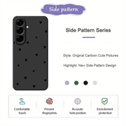Samsung Galaxy A37 Heart Pattern Slim TPU Case - Black
