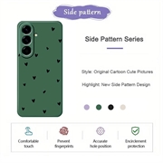 Samsung Galaxy A37 Heart Pattern Slim TPU Case - Green / Black