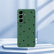 Samsung Galaxy A37 Heart Pattern Slim TPU Case - Green / Black