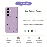 Samsung Galaxy A37 Heart Pattern Slim TPU Case - Purple / Black