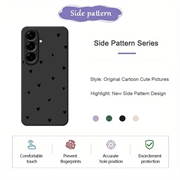 Samsung Galaxy A57 Heart Pattern Slim TPU Case - Black