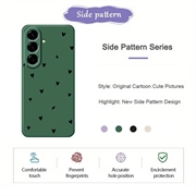 Samsung Galaxy A57 Heart Pattern Slim TPU Case - Green / Black