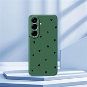 Samsung Galaxy A57 Heart Pattern Slim TPU Case - Green / Black