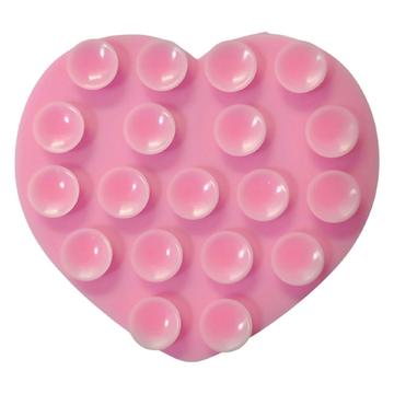 Heart-Shaped Adhesive Silicone Suction Cup Phone Holder - Pink