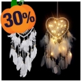 Heart-Shaped Wall Hanging Dreamcatcher LED Lamp - White