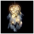 Heart-Shaped Wall Hanging Dreamcatcher LED Lamp - White