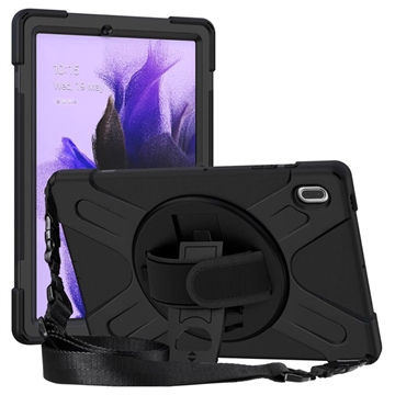 Samsung Galaxy Tab S7 FE Heavy Duty 360 Case with Hand Strap - Black