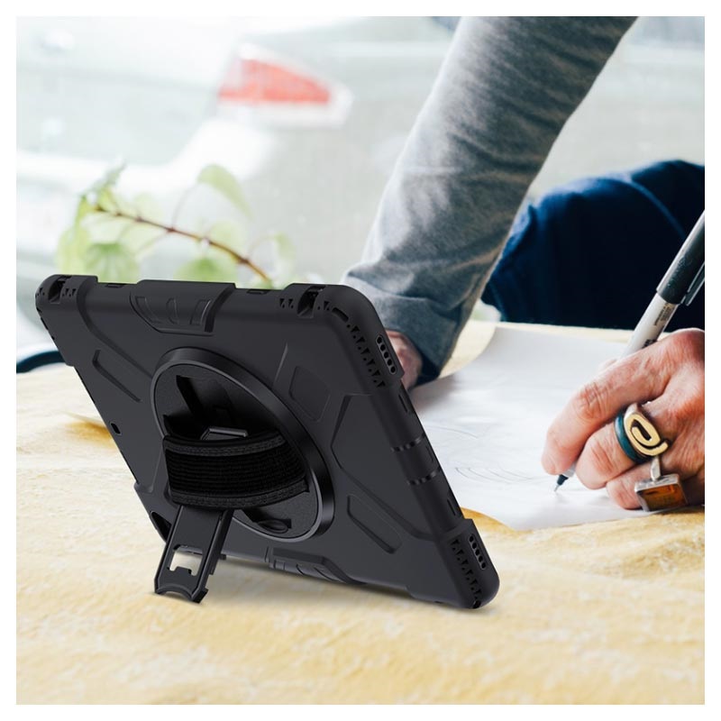 iPad 10.2 2019/2020 Heavy Duty 360 Case with Hand Strap Black