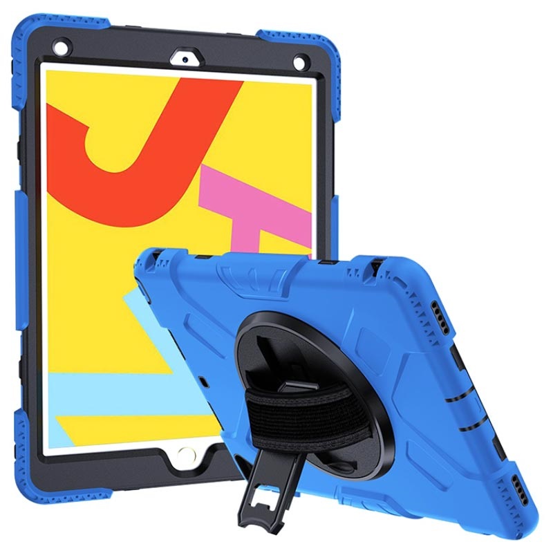 iPad 10.2 2019/2020 Heavy Duty 360 Case with Hand Strap Blue / Black