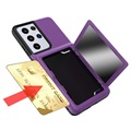 Samsung Galaxy S21 Ultra 5G Hybrid Case with Hidden Mirror & Card Slot - Purple