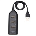 High-Speed 4-Port USB Hub 2.0 - 480Mbps - Black