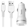 Hoco Z27 Car Charger and Lightning Cable - 1m - White