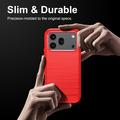 Honor 600/600 Pro Brushed TPU Case - Carbon Fiber - Red