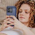 Honor 600 Lite Brushed TPU Case - Carbon Fiber - Blue
