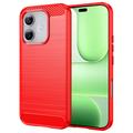 Honor 600 Lite Brushed TPU Case - Carbon Fiber - Red