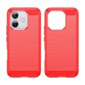 Honor 600 Lite Brushed TPU Case - Carbon Fiber - Red