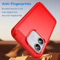 Honor 600 Lite Brushed TPU Case - Carbon Fiber - Red
