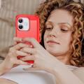 Honor 600 Lite Brushed TPU Case - Carbon Fiber - Red