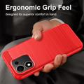 Honor 600 Smart Brushed TPU Case - Carbon Fiber - Red