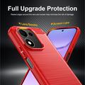 Honor 600 Smart Brushed TPU Case - Carbon Fiber - Red