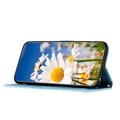 Honor 600 Smart Floral Wallet Case with Card Slots - Baby Blue