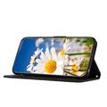 Honor 600 Smart Floral Wallet Case with Card Slots - Black