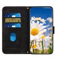 Honor 600 Smart Floral Wallet Case with Card Slots - Black