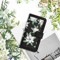 Honor 600 Smart Floral Wallet Case with Card Slots - Black