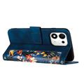 Honor 600 Smart Floral Wallet Case with Card Slots - Dark Blue