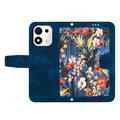Honor 600 Smart Floral Wallet Case with Card Slots - Dark Blue