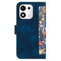 Honor 600 Smart Floral Wallet Case with Card Slots - Dark Blue