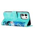 Honor 600 Smart Floral Wallet Case with Card Slots - Green