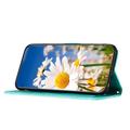 Honor 600 Smart Floral Wallet Case with Card Slots - Green