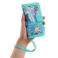 Honor 600 Smart Floral Wallet Case with Card Slots - Green