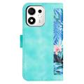 Honor 600 Smart Floral Wallet Case with Card Slots - Green