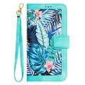 Honor 600 Smart Floral Wallet Case with Card Slots - Green