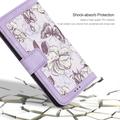 Honor 600 Smart Floral Wallet Case with Card Slots - Light Purple