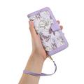 Honor 600 Smart Floral Wallet Case with Card Slots - Light Purple
