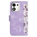 Honor 600 Smart Floral Wallet Case with Card Slots - Light Purple