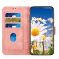Honor 600 Smart Floral Wallet Case with Card Slots - Pink