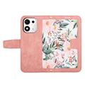 Honor 600 Smart Floral Wallet Case with Card Slots - Pink