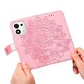Honor 600 Smart Mandala Wallet Case with Wrist Strap - Pink