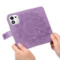 Honor 600 Smart Mandala Wallet Case with Wrist Strap - Purple