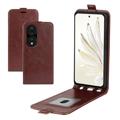Honor 70 Pro Vertical Flip Case with Card Holder - Brown