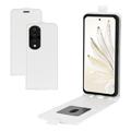 Honor 70 Pro Vertical Flip Case with Card Holder - White